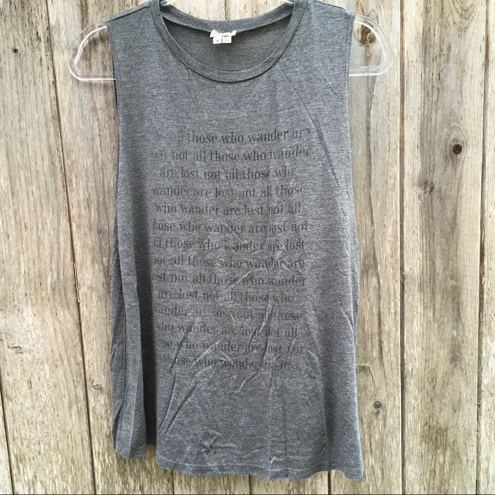 Haute Hippie Gray Graphic Muscle Tank